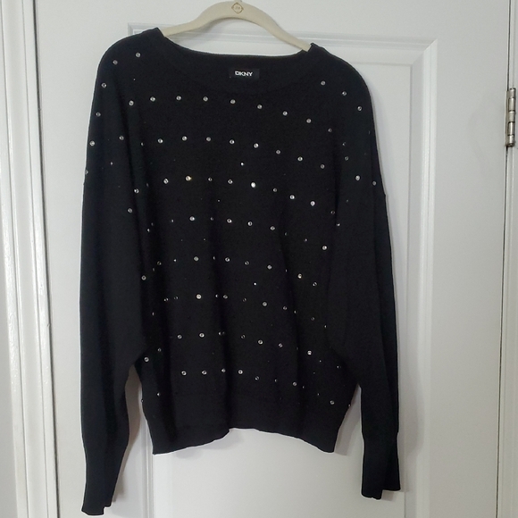 Dkny Sweaters - DKNY Black Sweater with Rhinestone Studs